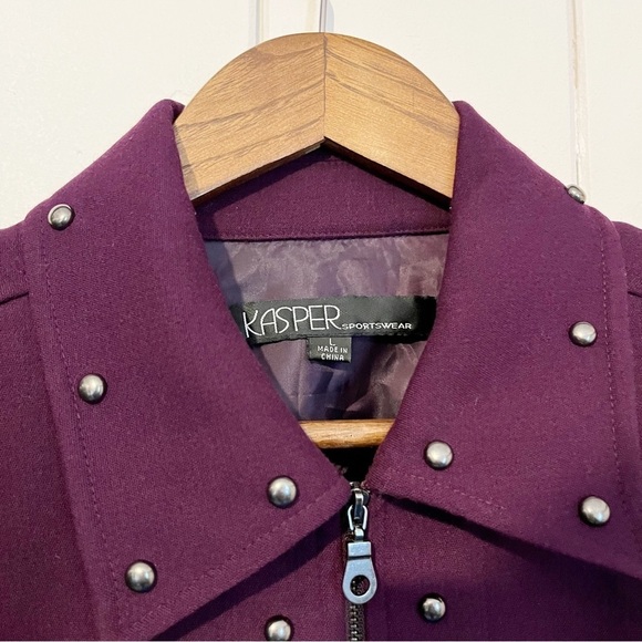 Kasper Purple Jacket with Rivet Detailing . Size Large. - Picture 3 of 9